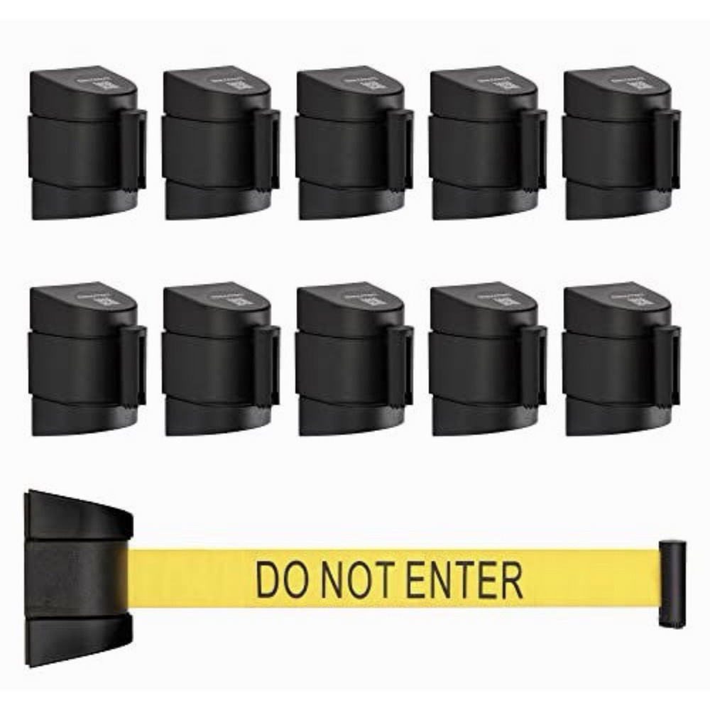 DuraSteel Wall Mount Retractable Belt Barrier - 6.5 Ft Yellow 10 PACK New In Box